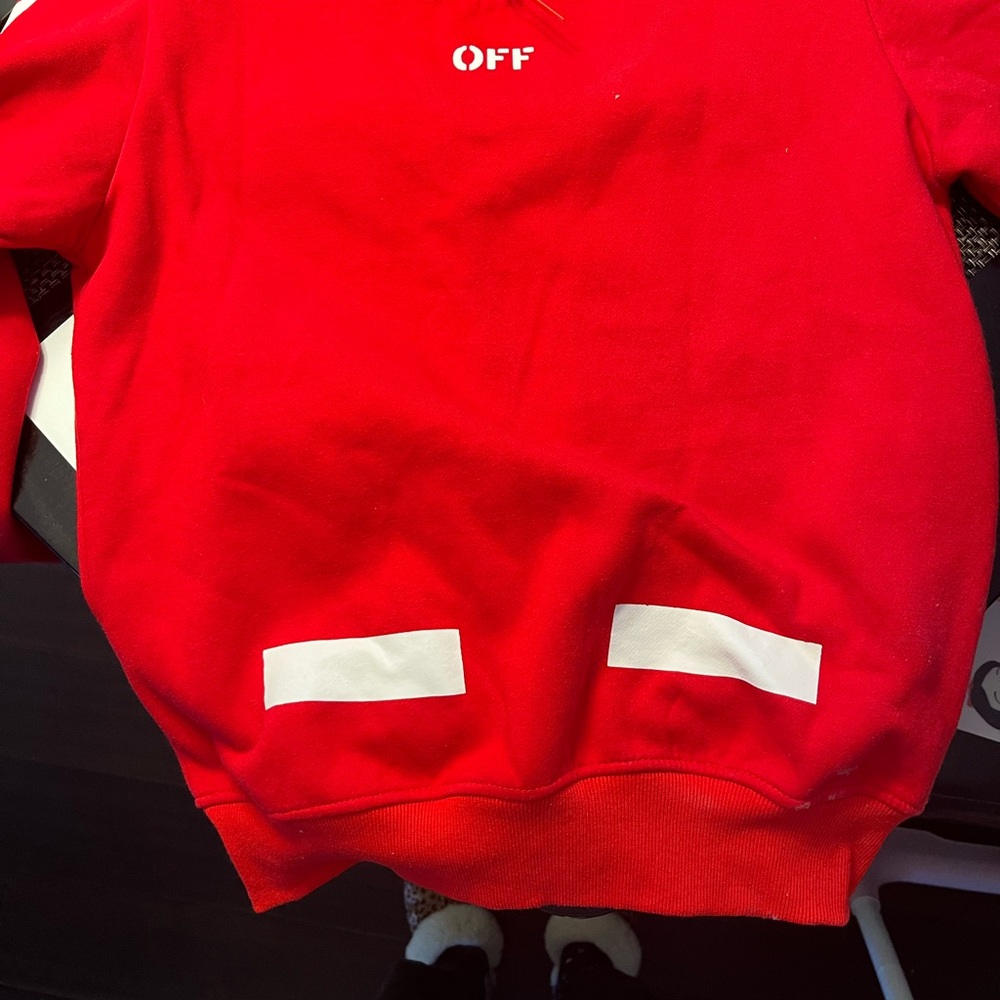 Off-White Red Sweatshirt with White Logo